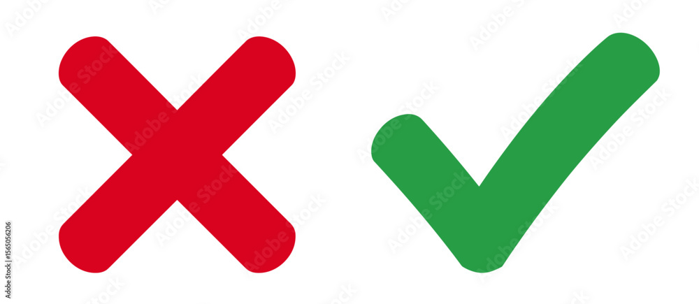 Check Marck Incorrect Red x mark and green check mark representing correct and incorrect ...