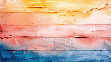 Wall Mural - vibrant pastel watercolor wash featuring horizontal stripes in shades of orange, pink, and blue, cre