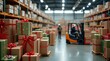 © Nathan - Holiday season in a warehouse with festive packages and a forklift. A cheerful atmosphere enhances the spirit of giving.