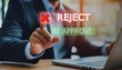 © Hunaif - Businessman Selecting Reject Option on Virtual Interface with Laptop in Office Setting