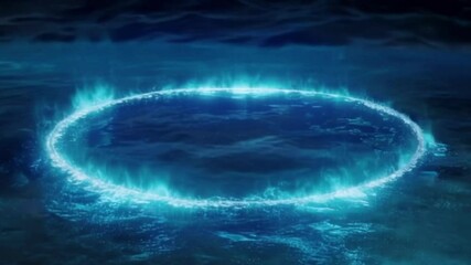 Wall Mural - Seamless Looping Energy Ring Above Ocean  
