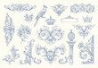 © bow - Floral decorative vector elements set, rococo and baroque style, vintage royal details. engraving illustration set