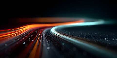 Wall Mural - vibrant neon light trails flowing in dark space with glowing energetic streaks