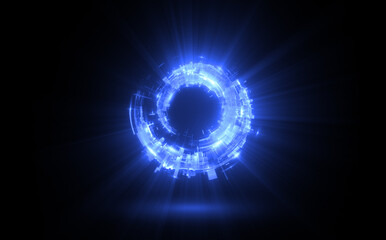 Wall Mural - glow swirl light effect. circular lens flare. abstract rotational lines. power energy element. lumin