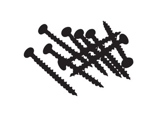 Wall Mural - vector isolated bunch of self tapping screws colorless black and white outline silhouette shadow sha