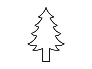 Wall Mural - Vector isolated one single simple fir tree colorless black line contour symbol icon logo infographics on a white background simple minimal graphic element