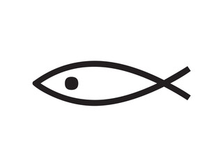 Wall Mural - vector isolated one single simple fish colorless black symbol icon logo infographics on a white back