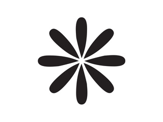 Wall Mural - vector isolated one single simple flower stencil with eight petals colorless black symbol icon logo 