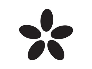 Wall Mural - vector isolated one single simple flower stencil with five oval petals colorless black symbol icon l