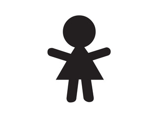 Wall Mural - vector isolated one single simple girl woman female shape colorless black symbol icon logo infograph