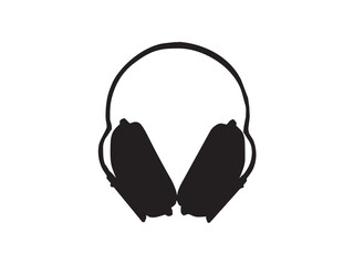 Wall Mural - vector isolated large headphones music noise canceling symmetrical colorless black and white outline