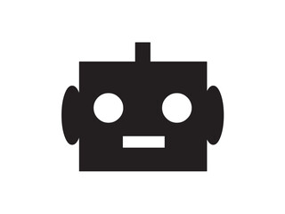 Wall Mural - vector isolated one single square robot head box colorless black and white outline silhouette shadow