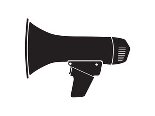 Wall Mural - vector isolated one single hand loudspeaker horn megaphone side view colorless black and white outli