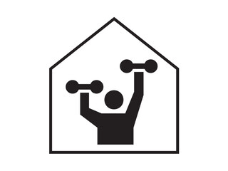 Wall Mural - vector isolated one single man athlete with dumbbells in hands colorless black and white flat symbol