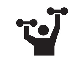 Wall Mural - vector isolated one single man athlete with dumbbells in hands colorless black and white flat symbol