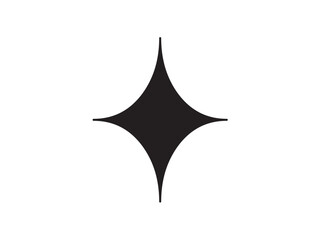 Wall Mural - Vector isolated one single simple rhomb four points star shine symbol colorless black and white outline silhouette shadow shape stencil solid black