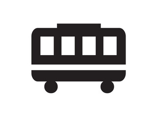 Wall Mural - vector isolated one single tram car or train carriage side view colorless flat black symbol icon log