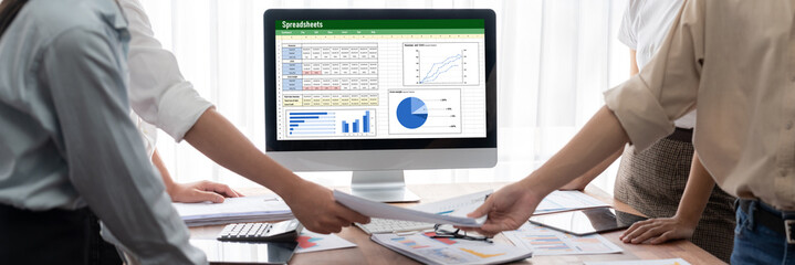 Wall Mural - spreadsheet document information financial startup concept. data and graphs in spreadsheet documents