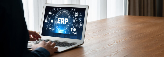 Wall Mural - erp enterprise resource planning software for modish business to plan the marketing strategy