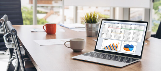 Wall Mural - business data dashboard provide business intelligence analytic for marketing strategy planning snugl