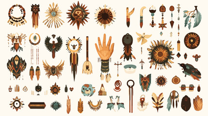Wall Mural - boho set icons flat vector illustration bundle