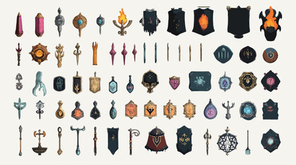 Wall Mural - bundle of magic sorcery set icons flat vector