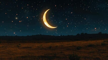 Wall Mural - a tranquil desert night under a full moon, with stars twinkling in the clear sky.