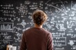 © Stocksy - Person looks at blackboard covered with mathematical equations and diagrams in a room.