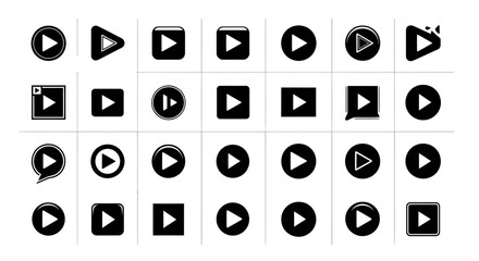 Large collection of diverse essential modern multimedia playback user interface icons vector graphic set for web design app development ui ux navigation technology symbol element