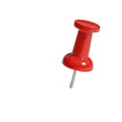 © Mike - Pristine vibrant red pushpin with a glossy round head and sharp metallic pin piercing a clean matte white background, isolated with an elongated shadow, ultra-realistic macro product photography,