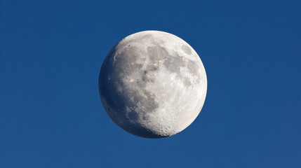 Wall Mural - Low angle view capturing a clear moon in the sky showcasing its intricate details during twilight hours