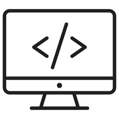 coding program icon thin vector sign symbol