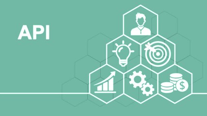 Internet, business, Technology and network concept. Application Programming Interface. Software development tool. Virtual button.