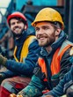© Chuemon - Celebrating teamwork and smiles construction site portraits outdoor upbeat atmosphere