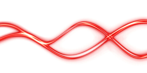 Wall Mural - Abstract neon wave on transparent background. red glowing wavy line. design element. energy. movement.