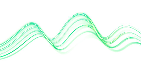 Canvas Print - abstract neon wave on transparent background. green glowing wavy line. design element. energy. ecolo