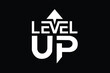 © MdAbu - modern level up typography logo design. level up text with arrow. vector illustration