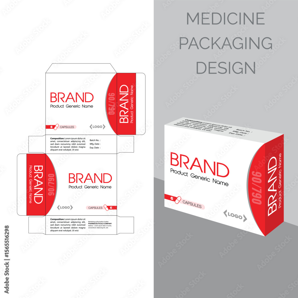 Medicine Capsules box packaging design Stock Vector | Adobe Stock