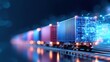 © peter maya - A futuristic digital cargo train moves swiftly along tracks, symbolizing advanced logistics and technology in transportation and supply chain management.