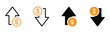 © Habiba Anika - Money increase or decrease icon set. dollar decrease increase symbol. profit and lose icons with arrow , Cost rising icon. vector illustration .