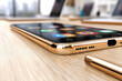 © pavlofox - Modern smartphone with sleek design on wooden table in tech workspace