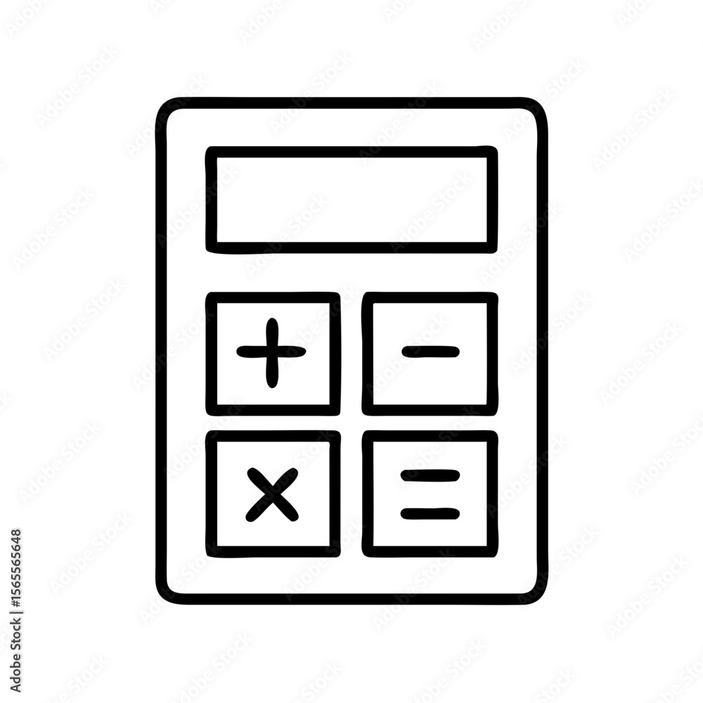 Calculator Rounded Symbol Simple black and white calculator with rounded edges and basic ...