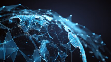 Wall Mural - technology image of globe. abstract polygonal shapes. background with connecting dots and lines. gra