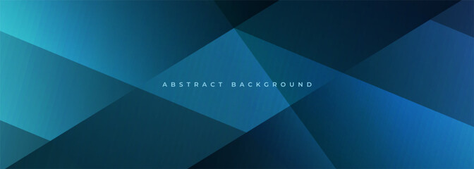 Wall Mural - Blue modern abstract wide banner with geometric shapes. Dark blue 3d pattern abstract background. Vector illustration texture