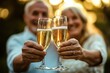 © Olena - Elderly Couple Celebrating Love: Joyful Toast with Champagne on Anniversary or Special Occasion