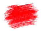A red crayon smear is isolated on transparent background