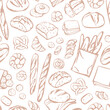 © chekiwart - Hand drawn bread and bakery seamless pattern