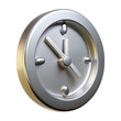© Global - 3d rendered silver clock illustration isolated against a black background to represent time