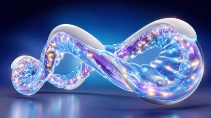 Sticker - abstract infinity loop, 3d render, technology, modern design, futuristic background