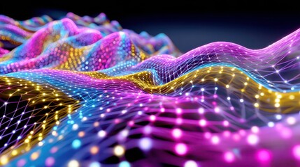 Sticker - abstract network background with glowing lights. technology, data visualization and connectivity.